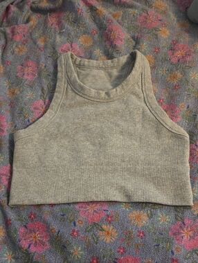ALO Yoga Light Grey Ribbed Crop Tank